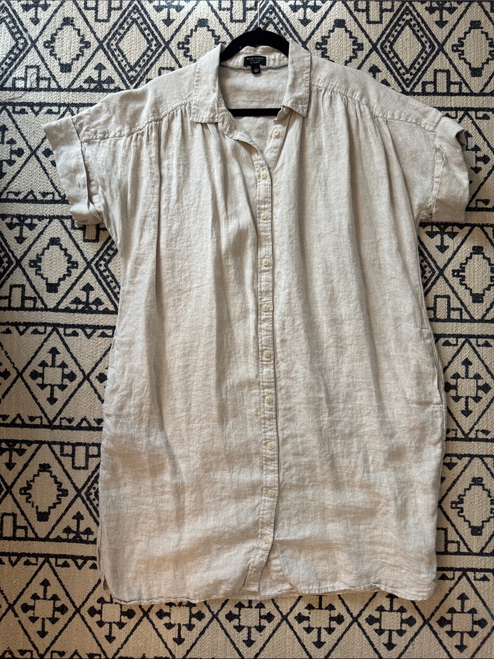 J. Crew Baird McNutt Irish Linen Light Beige Linen Button-Down Shirt Dress